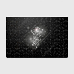 Головоломка Пазл магнитный 126 элементов с принтом Медуза на черном в Петрозаводске, полимерный материал с магнитным слоем | 126 деталей, размер изделия —  180*270 мм | Тематика изображения на принте: jellyfish | medusa | жители | медуза | медузы | морские | океан
