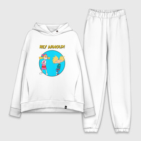 Женский костюм хлопок Oversize с принтом Hey Arnold Arnold and Helga в Петрозаводске,  |  | arnold | football | gerald | geraldine | head | helga | hey arnold | johanssen | nickelodeon | pataki | shortman | арнольд | башка | берман | гарольд | джеральд | джеральдин | джоханссен | патаки | репоголовый | футбольная | хельга | шортмэн 