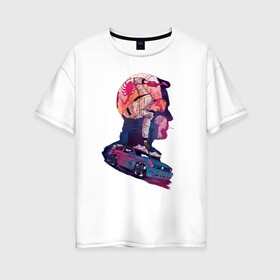 Женская футболка хлопок Oversize с принтом драйв  в Петрозаводске, 100% хлопок | свободный крой, круглый ворот, спущенный рукав, длина до линии бедер
 | drive | драйв | кино | райан гослинг | фильмы