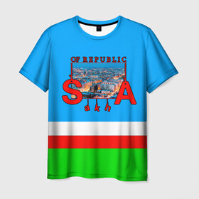 Мужская футболка 3D с принтом Саха в Петрозаводске, 100% полиэфир | прямой крой, круглый вырез горловины, длина до линии бедер | republic | sakha | республика саха | сибирь | якутия