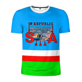 Мужская футболка 3D спортивная с принтом Саха в Петрозаводске, 100% полиэстер с улучшенными характеристиками | приталенный силуэт, круглая горловина, широкие плечи, сужается к линии бедра | republic | sakha | республика саха | сибирь | якутия