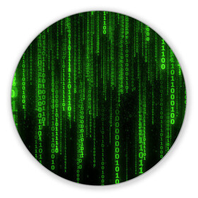 Коврик для мышки круглый с принтом Двоичный код в Петрозаводске, резина и полиэстер | круглая форма, изображение наносится на всю лицевую часть | код | матрица | ошибки | хакер | цифры