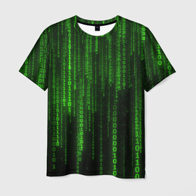 Мужская футболка 3D с принтом Двоичный код в Петрозаводске, 100% полиэфир | прямой крой, круглый вырез горловины, длина до линии бедер | Тематика изображения на принте: код | матрица | ошибки | хакер | цифры