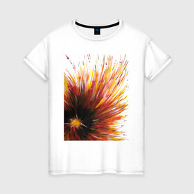 Женская футболка хлопок с принтом Гербера в Петрозаводске, 100% хлопок | прямой крой, круглый вырез горловины, длина до линии бедер, слегка спущенное плечо | абстракция | картина | красный | рисунок | цветок