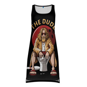 Платье-майка 3D с принтом THE DUDE (Big Lebowski) в Петрозаводске, 100% полиэстер | полуприлегающий силуэт, широкие бретели, круглый вырез горловины, удлиненный подол сзади. | abide | big | dude | jeff | lebowski | the | большой | лебовски | фильм | чувак