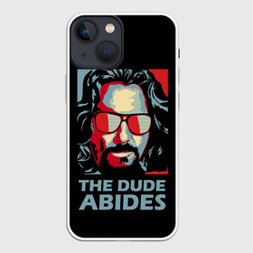 Чехол для iPhone 13 mini с принтом The Dude Abides (Лебовски) в Петрозаводске,  |  | Тематика изображения на принте: abide | big | dude | jeff | lebowski | the | большой | лебовски | фильм | чувак