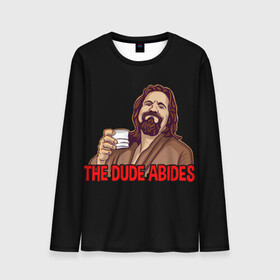 Мужской лонгслив 3D с принтом The Dude Abides (Lebowski) в Петрозаводске, 100% полиэстер | длинные рукава, круглый вырез горловины, полуприлегающий силуэт | Тематика изображения на принте: abide | big | dude | jeff | lebowski | the | большой | лебовски | фильм | чувак