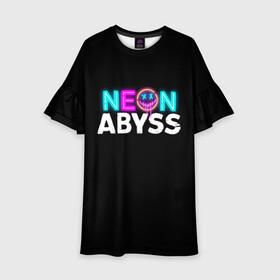 Детское платье 3D с принтом Neon Abyss в Петрозаводске, 100% полиэстер | прямой силуэт, чуть расширенный к низу. Круглая горловина, на рукавах — воланы | abyss | game | neon | абис | аид | бездна | игра | мрачный отряд | неон эбесс | эбис