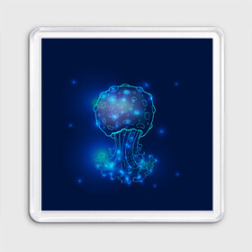 Магнит 55*55 с принтом Медуза на синем в Петрозаводске, Пластик | Размер: 65*65 мм; Размер печати: 55*55 мм | jellyfish | medusa | жители | медуза | медузы | морские | океан