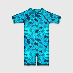 Детский купальный костюм 3D с принтом Черепашки в Петрозаводске, Полиэстер 85%, Спандекс 15% | застежка на молнии на спине | животные | море | морская | морские | черепаха | черепахи | черепашка | черепашки