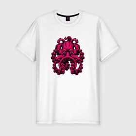 Мужская футболка хлопок Slim с принтом Кракен в Петрозаводске, 92% хлопок, 8% лайкра | приталенный силуэт, круглый вырез ворота, длина до линии бедра, короткий рукав | king | kraken | octopus | корона | кракен | море | морские | морское | осьминог | щупальца