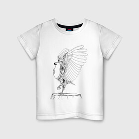 Детская футболка хлопок с принтом Орел расправил крылья в Петрозаводске, 100% хлопок | круглый вырез горловины, полуприлегающий силуэт, длина до линии бедер | Тематика изображения на принте: гордость | крылья | могущество | орел | птица | тату