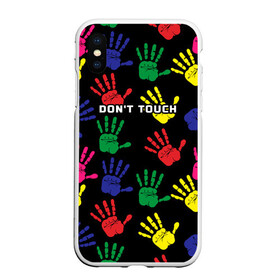 Чехол для iPhone XS Max матовый с принтом Dont touch / Не трогать в Петрозаводске, Силикон | Область печати: задняя сторона чехла, без боковых панелей | dont touch | надпись на английском | не трогать | отпечаток | рука | цветной
