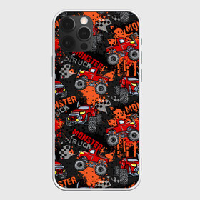 Чехол для iPhone 12 Pro с принтом MONSTER TRUCK RED в Петрозаводске, силикон | область печати: задняя сторона чехла, без боковых панелей | 4x4 | hummer | monster | truck | гонка | гонщик | грузовики | джип | джипы | кольцевые гонки | хаммер