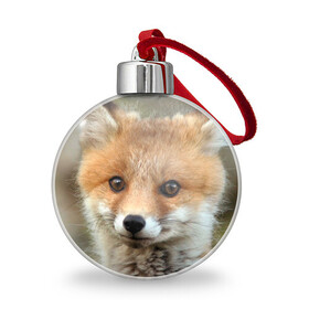 Ёлочный шар с принтом Миленький лисенок в Петрозаводске, Пластик | Диаметр: 77 мм | fox | foxy | животное | звери | лиса | лисенок | лисичка | милая | рыжая | фокс