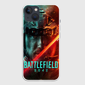 Чехол для iPhone 13 с принтом Battlefield 2042 Soldier face в Петрозаводске,  |  | action | battlefield 2042 | ea | future | nextgen | origin | pc | playstation | ps 5 | robot | sony | steam | valve | video games | war | weapon | xbox | батлфилд 2042 | будущее | валв | война | еа | игры | иксбокс | лого | некстген | ориджин | о