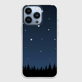 Чехол для iPhone 13 Pro с принтом Ночное небо в Петрозаводске,  |  | дерево | деревья | ель | звезда | звёздное небо | звёзды | космос | лес | небо | ночное небо | ночной | ночь | прикольный | простой | рисунок | сосна | таинственный | темнота | темный