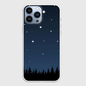 Чехол для iPhone 13 Pro Max с принтом Ночное небо в Петрозаводске,  |  | дерево | деревья | ель | звезда | звёздное небо | звёзды | космос | лес | небо | ночное небо | ночной | ночь | прикольный | простой | рисунок | сосна | таинственный | темнота | темный
