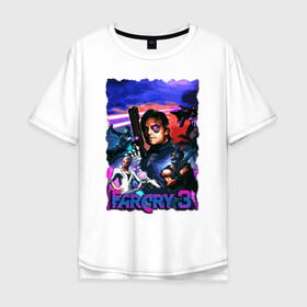 Мужская футболка хлопок Oversize с принтом Far Cry 3: Blood Dragon в Петрозаводске, 100% хлопок | свободный крой, круглый ворот, “спинка” длиннее передней части | Тематика изображения на принте: bloodragon | farcry | fc 5 | fc5 | фар край
