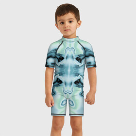 Детский купальный костюм 3D с принтом Абстракт Голубая бабочка в Петрозаводске, Полиэстер 85%, Спандекс 15% | застежка на молнии на спине | абстракт | волны | искажение | паттерн | узор