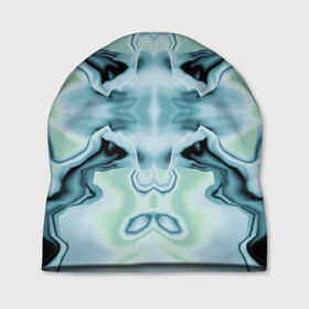Шапка 3D с принтом Абстракт Голубая бабочка в Петрозаводске, 100% полиэстер | универсальный размер, печать по всей поверхности изделия | абстракт | волны | искажение | паттерн | узор