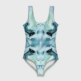 Купальник-боди 3D с принтом Абстракт Голубая бабочка в Петрозаводске, 82% полиэстер, 18% эластан | Круглая горловина, круглый вырез на спине | абстракт | волны | искажение | паттерн | узор