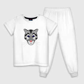 Детская пижама хлопок с принтом Дымчатый леопард в Петрозаводске, 100% хлопок |  брюки и футболка прямого кроя, без карманов, на брюках мягкая резинка на поясе и по низу штанин
 | Тематика изображения на принте: животное | зверь | кот | кошка | леопард