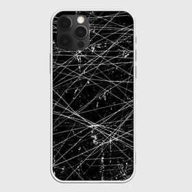 Чехол для iPhone 12 Pro с принтом ГРАНЖ  GRUNGE ЧБ в Петрозаводске, силикон | область печати: задняя сторона чехла, без боковых панелей | Тематика изображения на принте: grunge | tegunvteg | гранж | линии | полосы | потертости | текстура