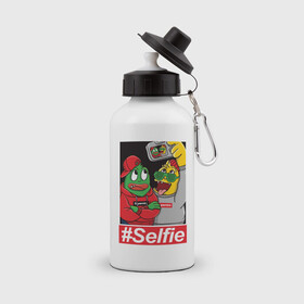 Бутылка спортивная с принтом #Selfie в Петрозаводске, металл | емкость — 500 мл, в комплекте две пластиковые крышки и карабин для крепления | иллюстрация | крутой | монстры | селфи | фотография
