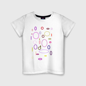 Детская футболка хлопок с принтом Геометрия в Петрозаводске, 100% хлопок | круглый вырез горловины, полуприлегающий силуэт, длина до линии бедер | геометрия | зеленый | красный | круг | овал | розовый | синий