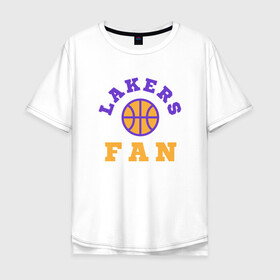 Мужская футболка хлопок Oversize с принтом Lakers Fan в Петрозаводске, 100% хлопок | свободный крой, круглый ворот, “спинка” длиннее передней части | basketball | bryant | game | james | kobe | lakers | lebron | los angeles | nba | sport | streetball | баскетбол | баскетболист | брайант | джеймс | игра | игрок | коби | леброн | лейкерс | лос анджелес | мяч | нба | спорт | стритбол