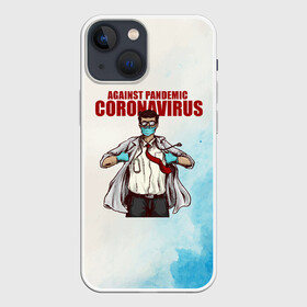 Чехол для iPhone 13 mini с принтом Coronavirus в Петрозаводске,  |  | corona | covid | doc | doctor | virus | арт | вирус | врач | графика | доктор | ковид | коронавирус