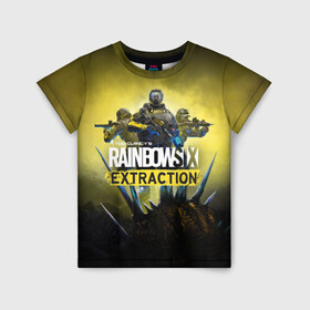 Детская футболка 3D с принтом Rainbow Six Extraction Радуга 6 Эвакуация в Петрозаводске, 100% гипоаллергенный полиэфир | прямой крой, круглый вырез горловины, длина до линии бедер, чуть спущенное плечо, ткань немного тянется | battlefield | call | clancy | cod | counter | csgo | duty | extraction | ghost | rainbow | rainbowsix | recon | siege | six | strike | tom | war | боец | воин | война | клэнси | ксго | оружие | осада | радуга | рейнбов | рейнбоу | рэйнбоу | солдат | том |