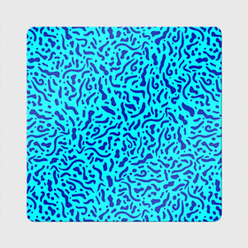 Магнит виниловый Квадрат с принтом Неоновые синие узоры в Петрозаводске, полимерный материал с магнитным слоем | размер 9*9 см, закругленные углы | abstract | blue | neon | sea | абстракционизм | абстракция | африканские | вода | волны | голубые узоры | камуфляж | лагуна | линии | мелкий узор | мемфис | море | морское | неоновый | орнамент | пятна | пятнистый