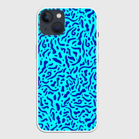Чехол для iPhone 13 с принтом Неоновые синие узоры в Петрозаводске,  |  | abstract | blue | neon | sea | абстракционизм | абстракция | африканские | вода | волны | голубые узоры | камуфляж | лагуна | линии | мелкий узор | мемфис | море | морское | неоновый | орнамент | пятна | пятнистый