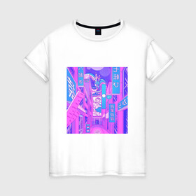 Женская футболка хлопок с принтом город в Петрозаводске, 100% хлопок | прямой крой, круглый вырез горловины, длина до линии бедер, слегка спущенное плечо | citi | indie kid | город | инди кид | ночь