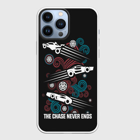 Чехол для iPhone 13 Pro Max с принтом The chase never ends в Петрозаводске,  |  | game | games | race | гонка | гоночка | игра | игры | лига ракет | машинки | рокет лига | футбол
