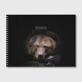 Альбом для рисования с принтом Русский MEDVED в Петрозаводске, 100% бумага
 | матовая бумага, плотность 200 мг. | Тематика изображения на принте: животные | звери | медведь | природа | русский медведь | черный