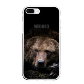 Чехол для iPhone 7Plus/8 Plus матовый с принтом Русский MEDVED в Петрозаводске, Силикон | Область печати: задняя сторона чехла, без боковых панелей | животные | звери | медведь | природа | русский медведь | черный