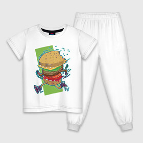 Детская пижама хлопок с принтом Fast Food в Петрозаводске, 100% хлопок |  брюки и футболка прямого кроя, без карманов, на брюках мягкая резинка на поясе и по низу штанин
 | art | burger | cheese | cutlet | fast food | food | hamburger | salad | sandwich | арт | бургер | бутерброд | гамбургер | еда | котлета | салат | сыр | фаст фуд