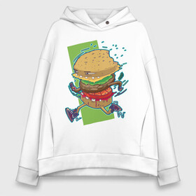 Женское худи Oversize хлопок с принтом Fast Food в Петрозаводске, френч-терри — 70% хлопок, 30% полиэстер. Мягкий теплый начес внутри —100% хлопок | боковые карманы, эластичные манжеты и нижняя кромка, капюшон на магнитной кнопке | art | burger | cheese | cutlet | fast food | food | hamburger | salad | sandwich | арт | бургер | бутерброд | гамбургер | еда | котлета | салат | сыр | фаст фуд