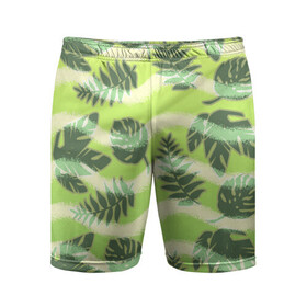 Мужские шорты спортивные с принтом Тропический фон в Петрозаводске,  |  | джунгли | зелень | листья | тропики | туристические