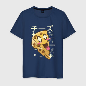 Мужская футболка хлопок с принтом Японский кавайный кусочек сыра в Петрозаводске, 100% хлопок | прямой крой, круглый вырез горловины, длина до линии бедер, слегка спущенное плечо. | anime | art | cheese | cut | cute | fashion | japan | japanese | kanji | kawaii | manga | piece | алфавит | аниме | арт | в японском стиле | кандзи | манга | милота | молочные продукты | смех | сыр | сыр с дырками | сырок | японские буквы | япо