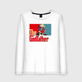 Женский лонгслив хлопок с принтом godfather logo в Петрозаводске, 100% хлопок |  | Тематика изображения на принте: godfather | кино | крестный отец | фильм