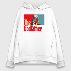 Женское худи Oversize хлопок с принтом godfather logo в Петрозаводске, френч-терри — 70% хлопок, 30% полиэстер. Мягкий теплый начес внутри —100% хлопок | боковые карманы, эластичные манжеты и нижняя кромка, капюшон на магнитной кнопке | Тематика изображения на принте: godfather | кино | крестный отец | фильм