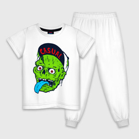 Детская пижама хлопок с принтом Zombie casual в Петрозаводске, 100% хлопок |  брюки и футболка прямого кроя, без карманов, на брюках мягкая резинка на поясе и по низу штанин
 | bmx | зомби | скейтер | урбан