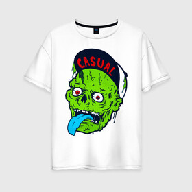 Женская футболка хлопок Oversize с принтом Zombie casual в Петрозаводске, 100% хлопок | свободный крой, круглый ворот, спущенный рукав, длина до линии бедер
 | bmx | зомби | скейтер | урбан