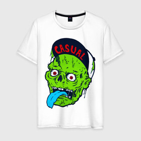 Мужская футболка хлопок с принтом Zombie casual в Петрозаводске, 100% хлопок | прямой крой, круглый вырез горловины, длина до линии бедер, слегка спущенное плечо. | bmx | зомби | скейтер | урбан