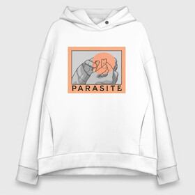 Женское худи Oversize хлопок с принтом Parasite в Петрозаводске, френч-терри — 70% хлопок, 30% полиэстер. Мягкий теплый начес внутри —100% хлопок | боковые карманы, эластичные манжеты и нижняя кромка, капюшон на магнитной кнопке | bong joon ho | korea | parasite | актер | драма | канны | кино | комедия | корея | оскар | паразиты | пон чжун хо | режиссер | семья | триллер