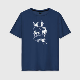 Женская футболка хлопок Oversize с принтом Длинный хвост в Петрозаводске, 100% хлопок | свободный крой, круглый ворот, спущенный рукав, длина до линии бедер
 | животные | звери | кот | кошка | питомец | птица